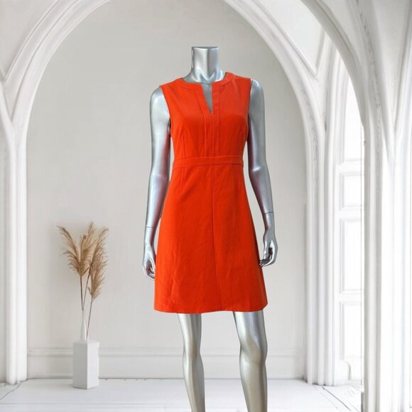 DIANE VON FURSTENBERG Orange Sleeveless A-Line Empire Waist Dress S - Picture 2 of 9